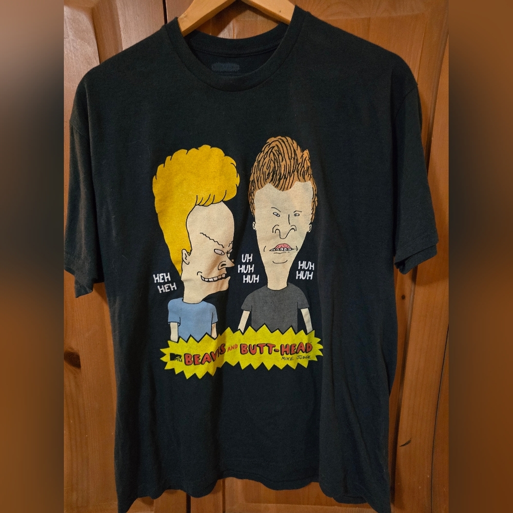 Vtg 90s Beavis & Butthead Black T Shirt Size XL
